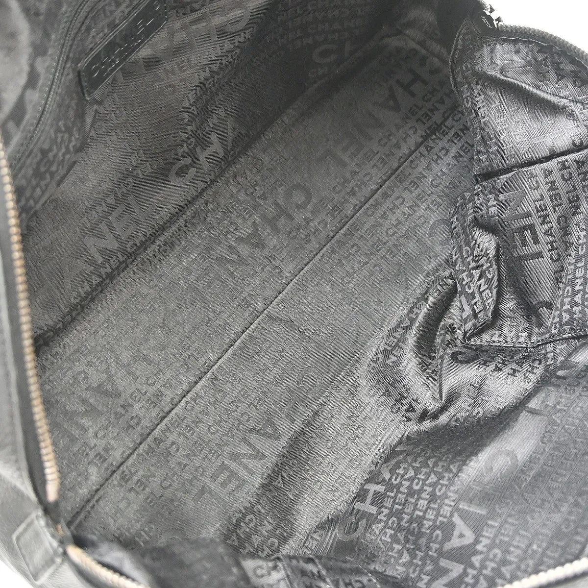 Chanel Square Stitch Cc Boston Quilted Caviar Black Leather Handbag (Pre-Owned)
