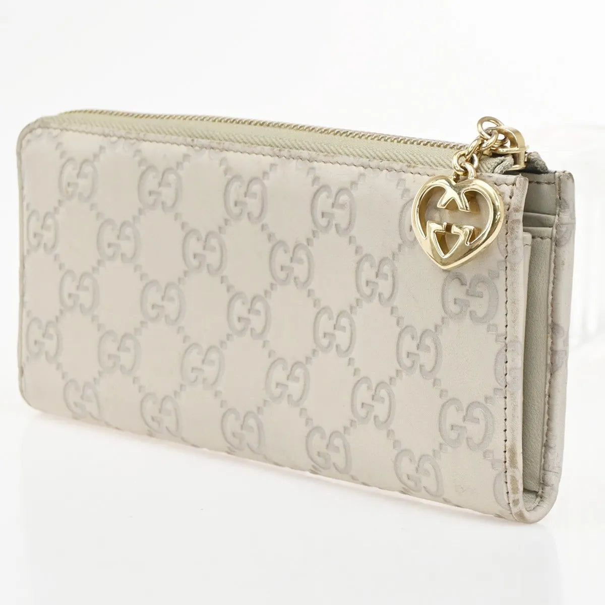 Gucci Interlocking G Zip Around Wallet (Outlet) Leather Beige Leather Wallets Accessory (Pre-Owned)