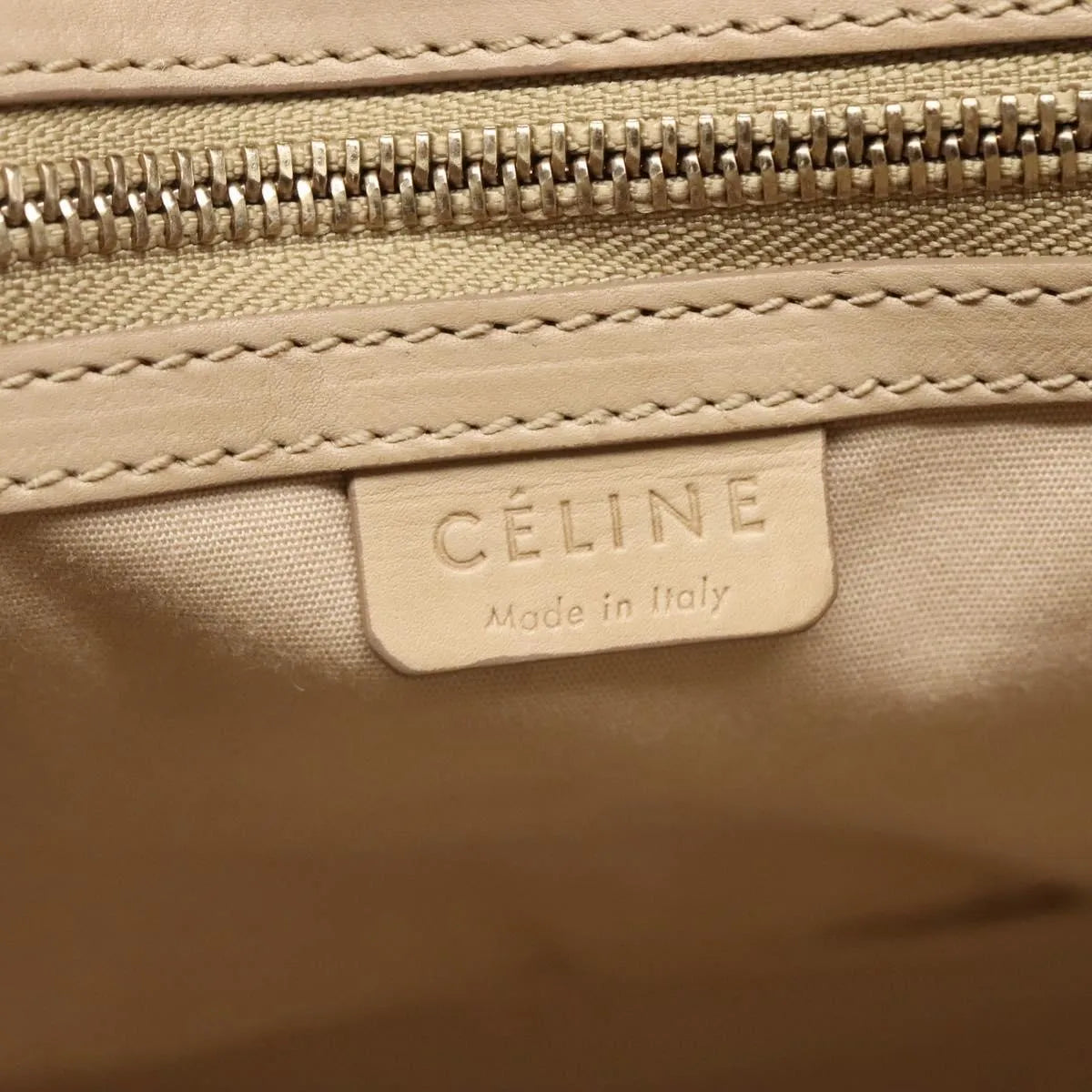 Celine Vintage Leather Beige Leather Handbag (Pre-Owned)