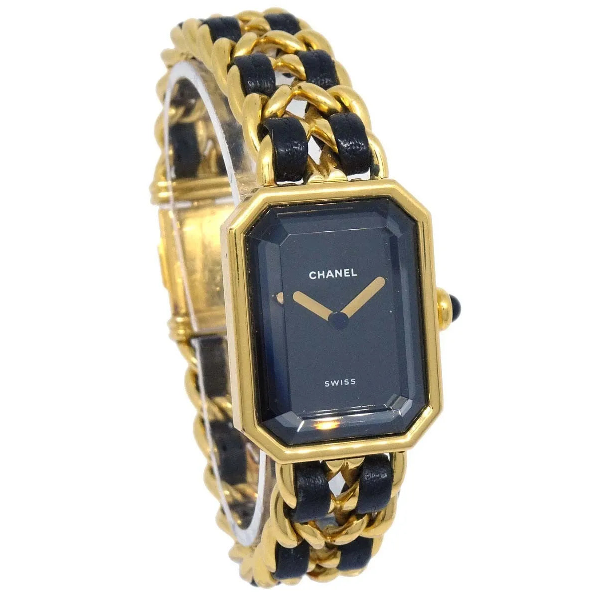Chanel Premiere Rock Quartz Plated Metal And Leather Watch (Pre-Owned)