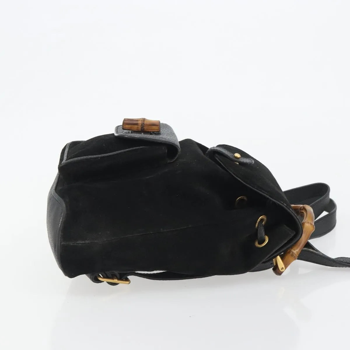 Gucci Gucci Bamboo Daim Black Suede Backpack Bag (Pre-Owned)