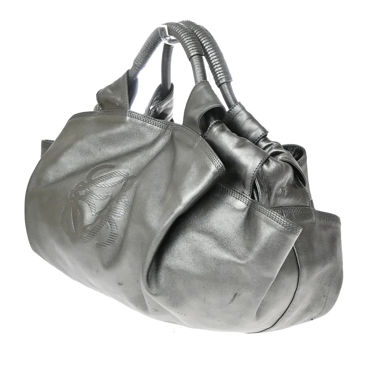 Loewe Anagram Logo Nappa Aire Hand Leather Gray Leather Handbag (Pre-Owned)