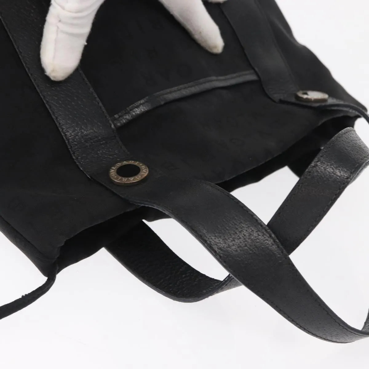 Bvlgari Logomania Canvas Black Canvas Tote Bag Bag (Pre-Owned)