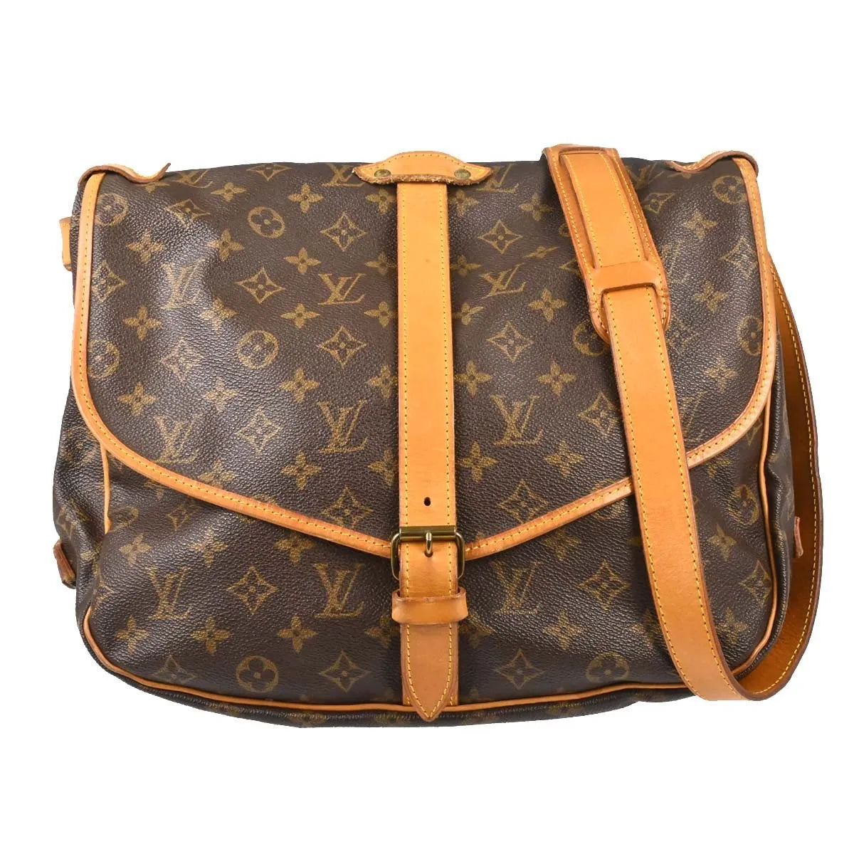 Louis Vuitton Saumur Monogram Canvas Brown Canvas Shoulder Bag Bag (Pre-Owned)