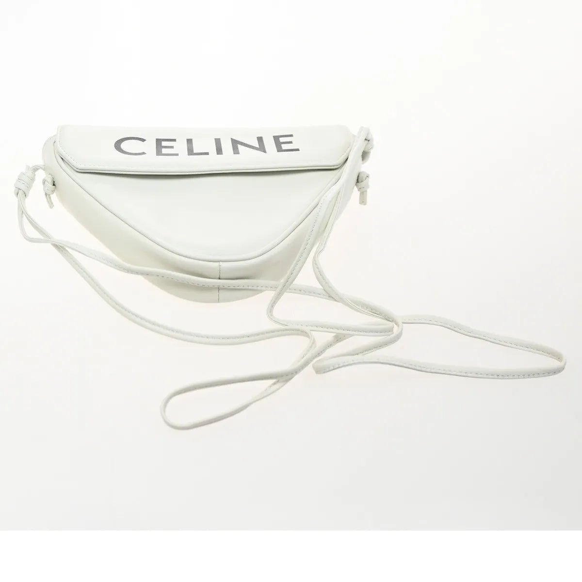 Celine Triangle Leather White Leather Shoulder Bag Bag (Pre-Owned)