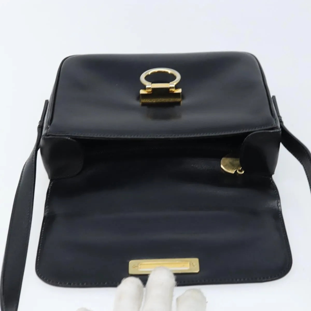 Celine Shoulder Leather Black Leather Shoulder Bag Bag (Pre-Owned)