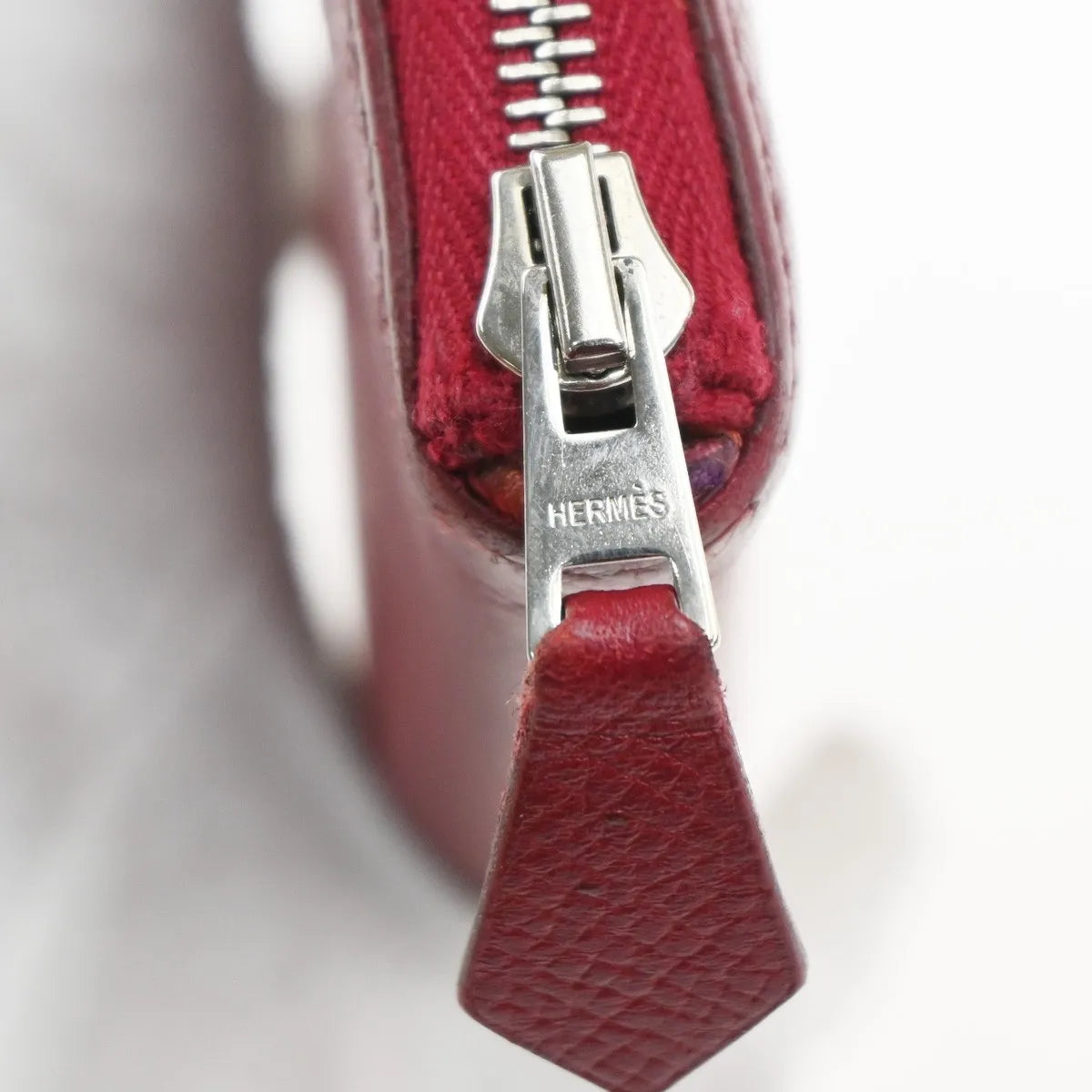 Hermes Azap Zip Around Epsom Red Leather Wallets Accessory (Pre-Owned)
