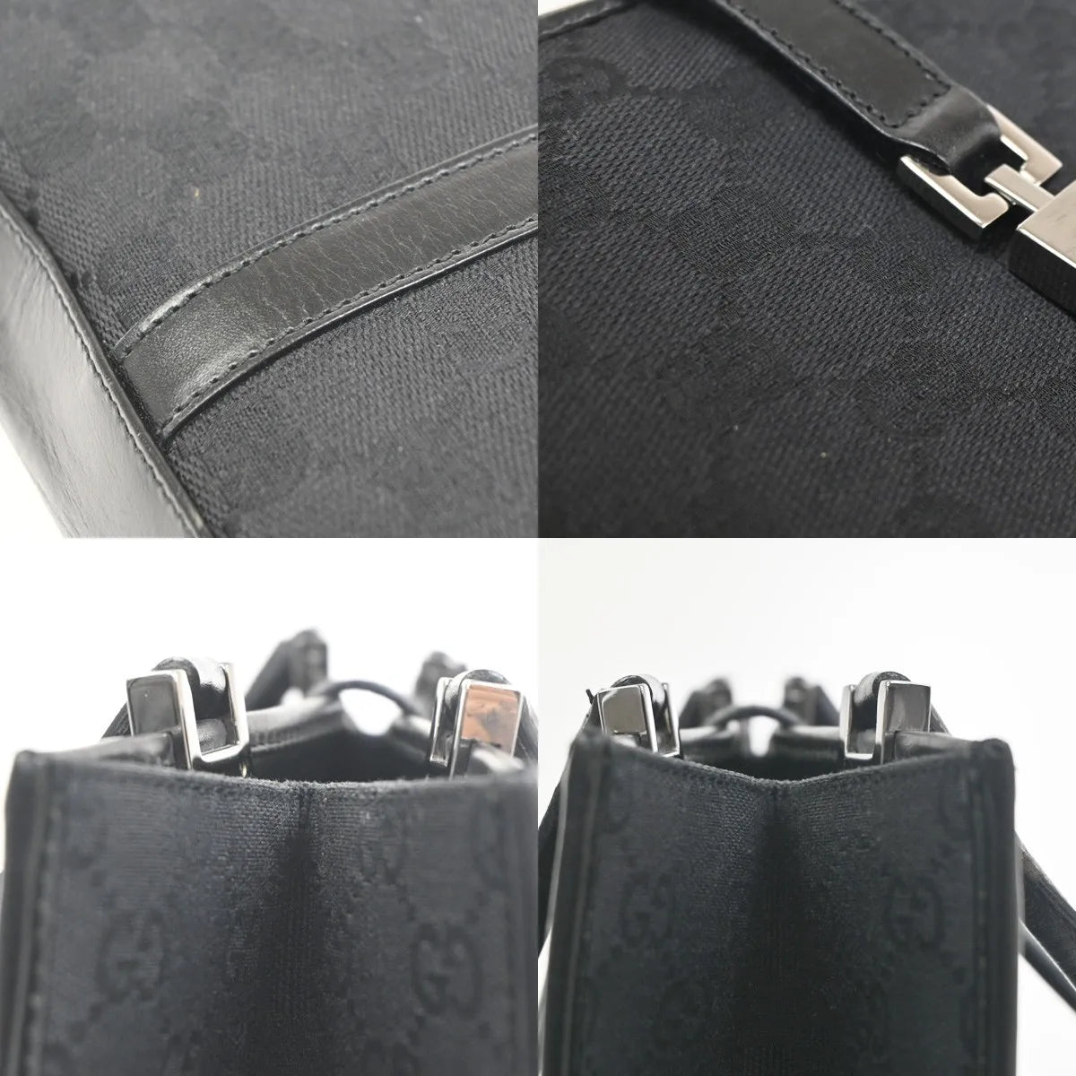 Gucci Jackie Tote Gg Canvas Black Canvas Handbag (Pre-Owned)