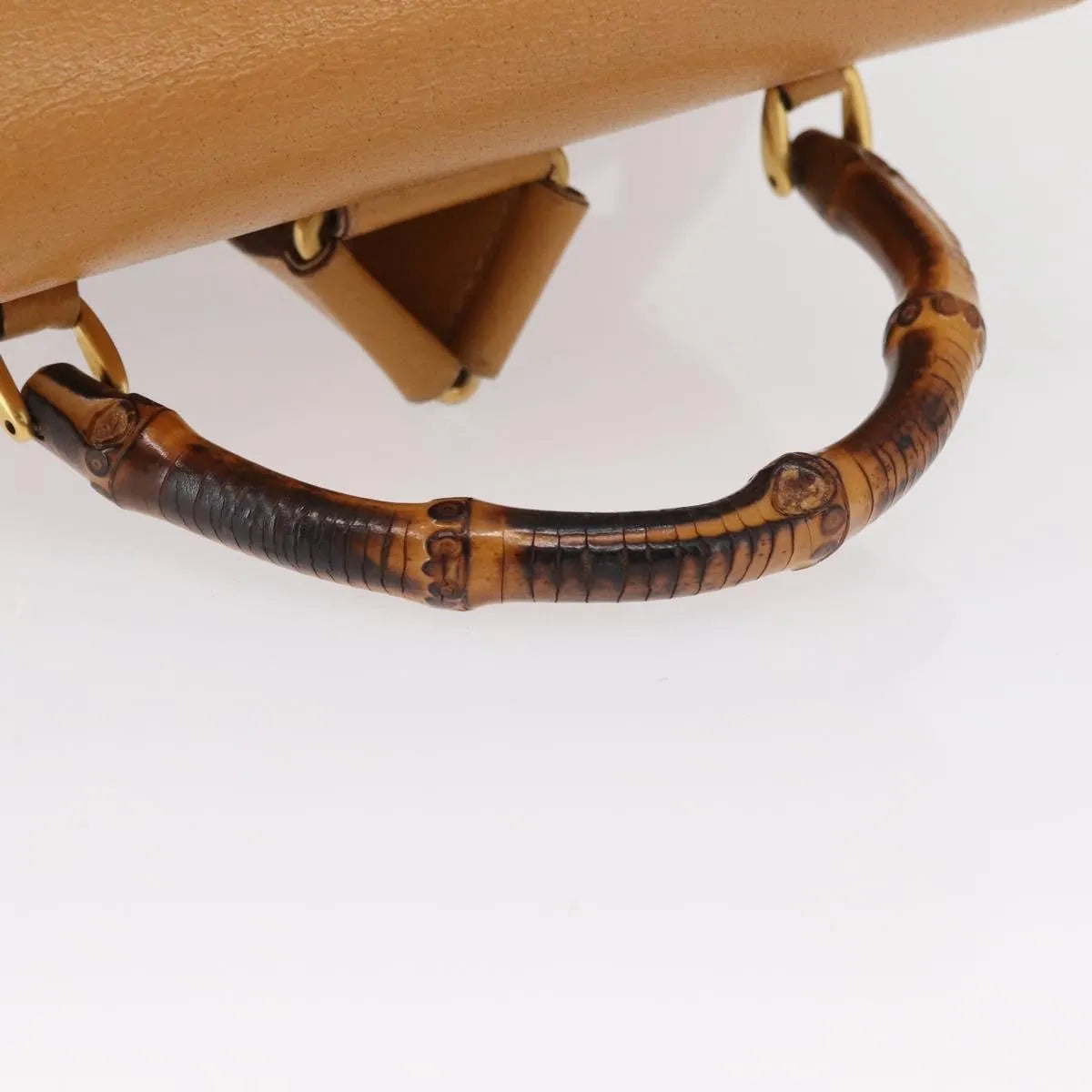 Gucci Vintage Bamboo Leather Brown Leather Backpack Bag (Pre-Owned)