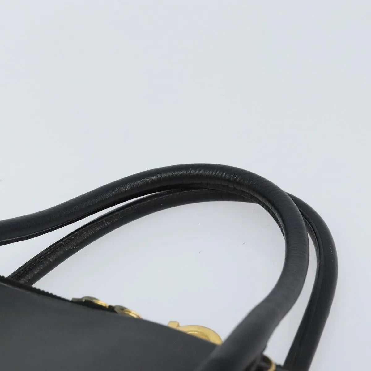 Salvatore Ferragamo Gancini Leather Black Leather Handbag (Pre-Owned)