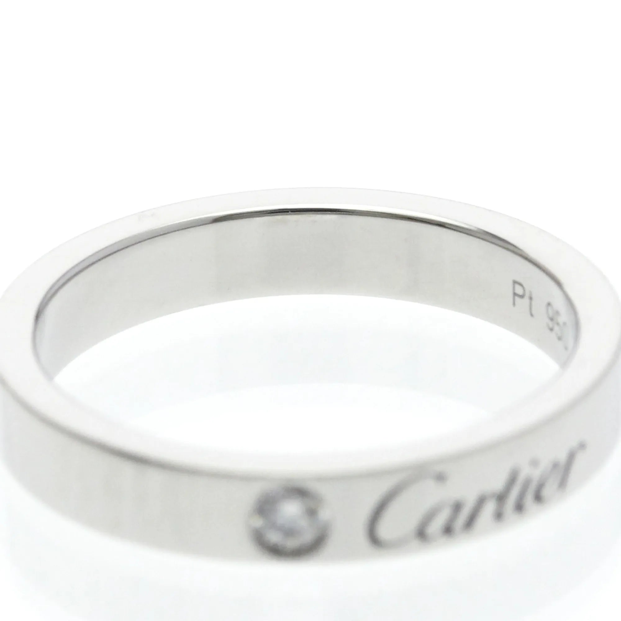 Cartier C De Cartier Wedding Band Platinum With Diamond Silver Platinum Ring Jewelry (Pre-Owned)