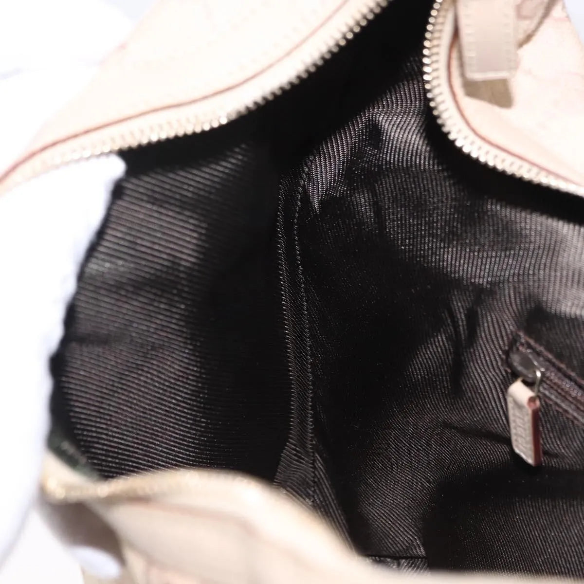 Gucci Zip Hobo Canvas Beige Canvas Handbag (Pre-Owned)