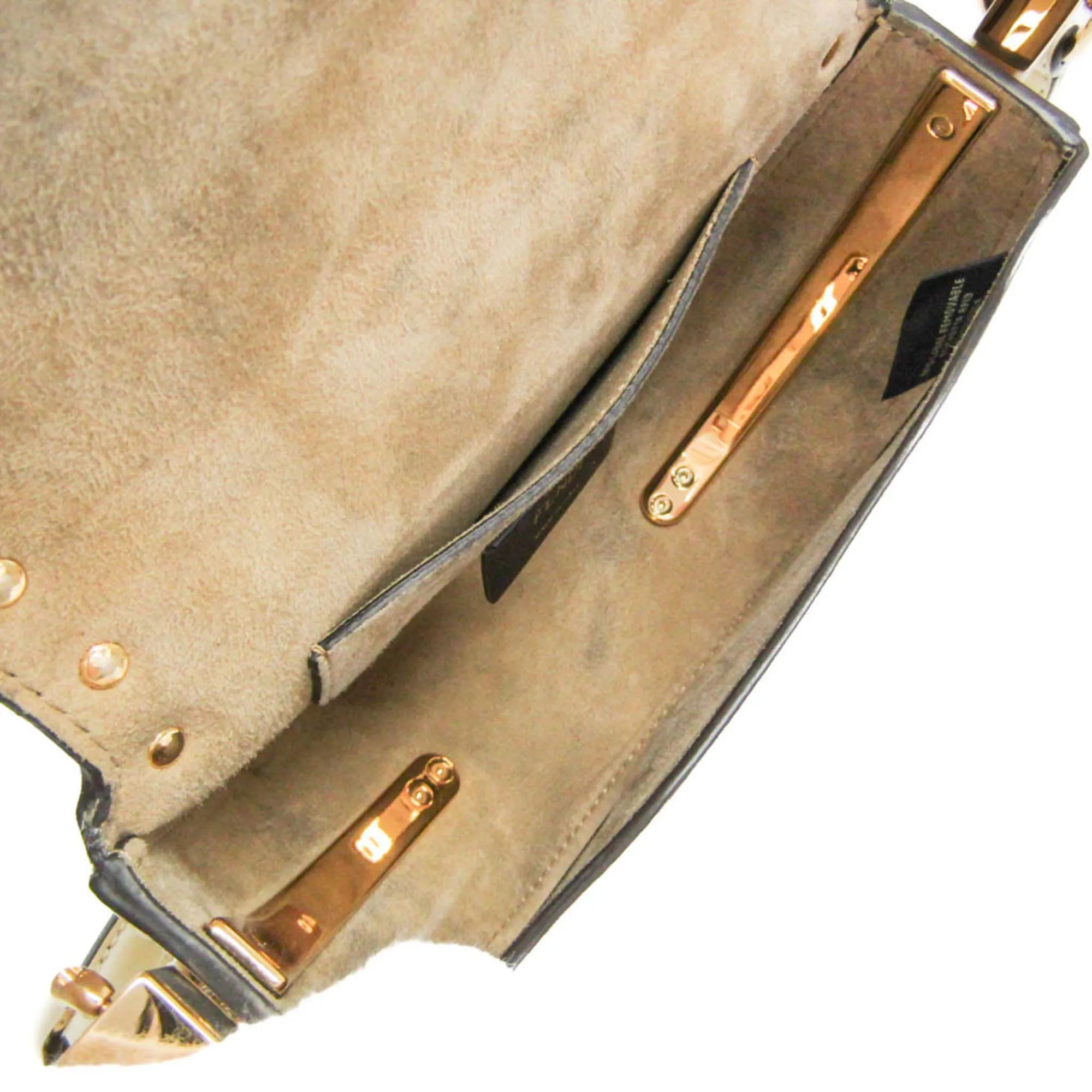 Fendi Moonlight Flap Leather With Plexiglass Detail White Leather Shoulder Bag Bag (Pre-Owned)