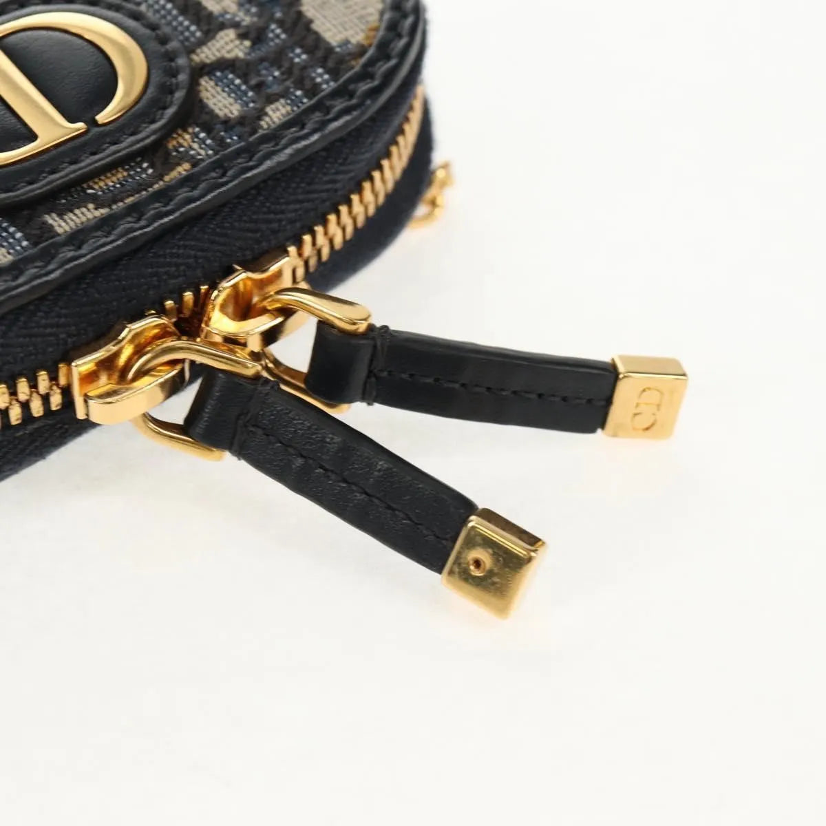 Christian Dior 30 Montaigne Phone Holder On Chain Oblique Canvas Navy Canvas Clutche & Pouche Bag (Pre-Owned)