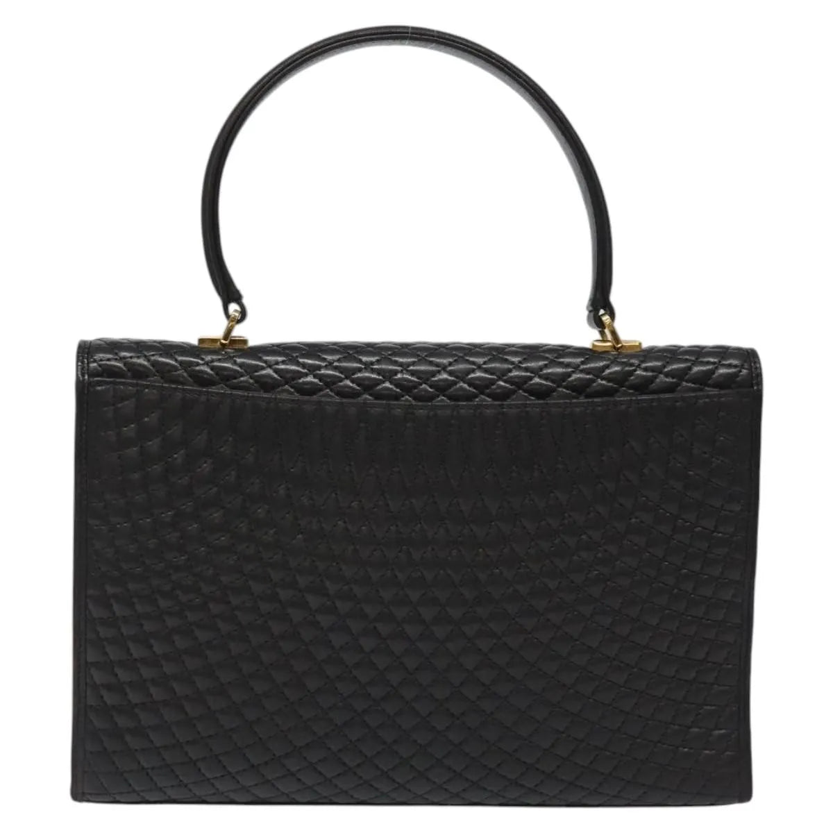 Bally Vintage Quilted Leather Black Leather Handbag (Pre-Owned)