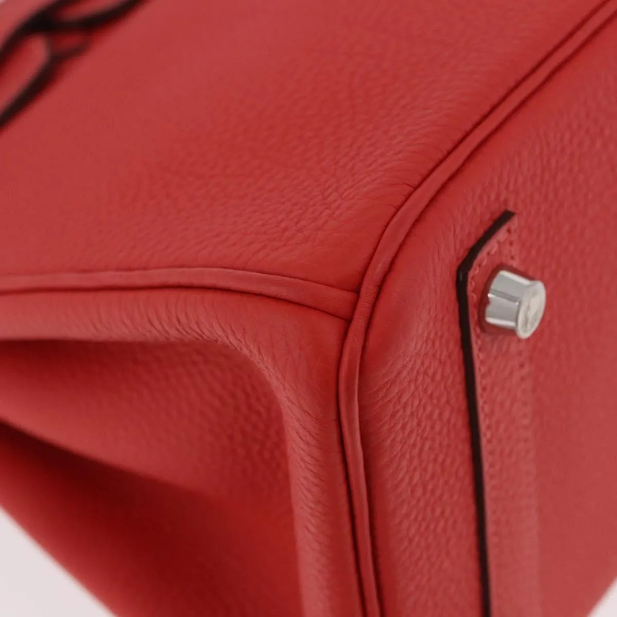 Hermes Birkin Handbag Red Togo With Palladium Hardware Red Leather Handbag (Pre-Owned)