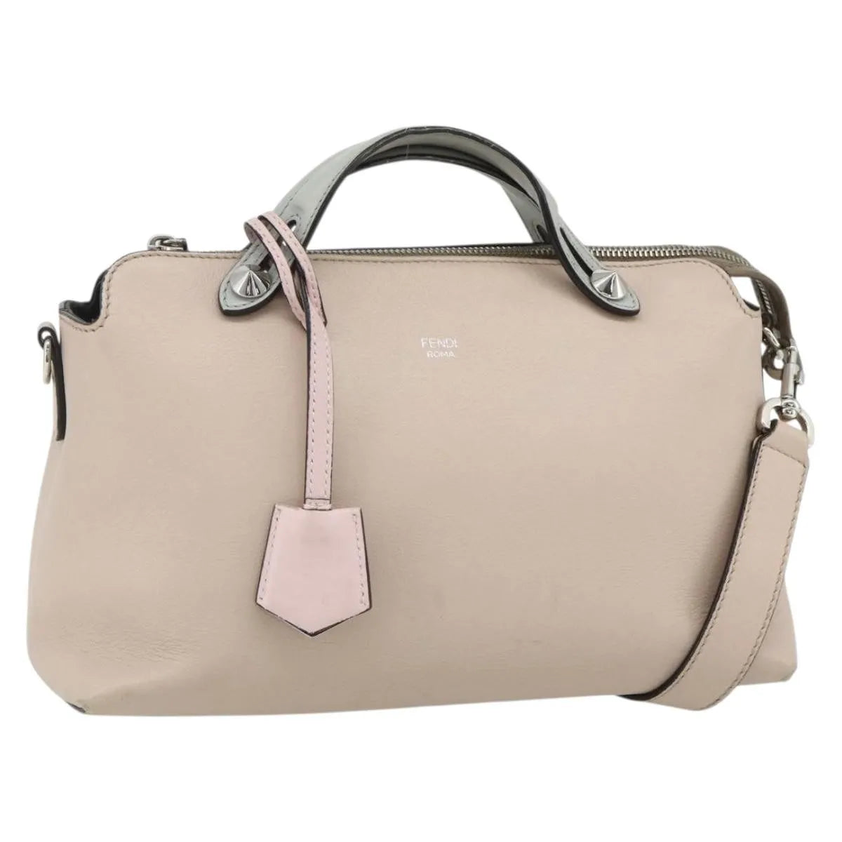 Fendi By The Way Satchel Leather Beige Leather Handbag (Pre-Owned)