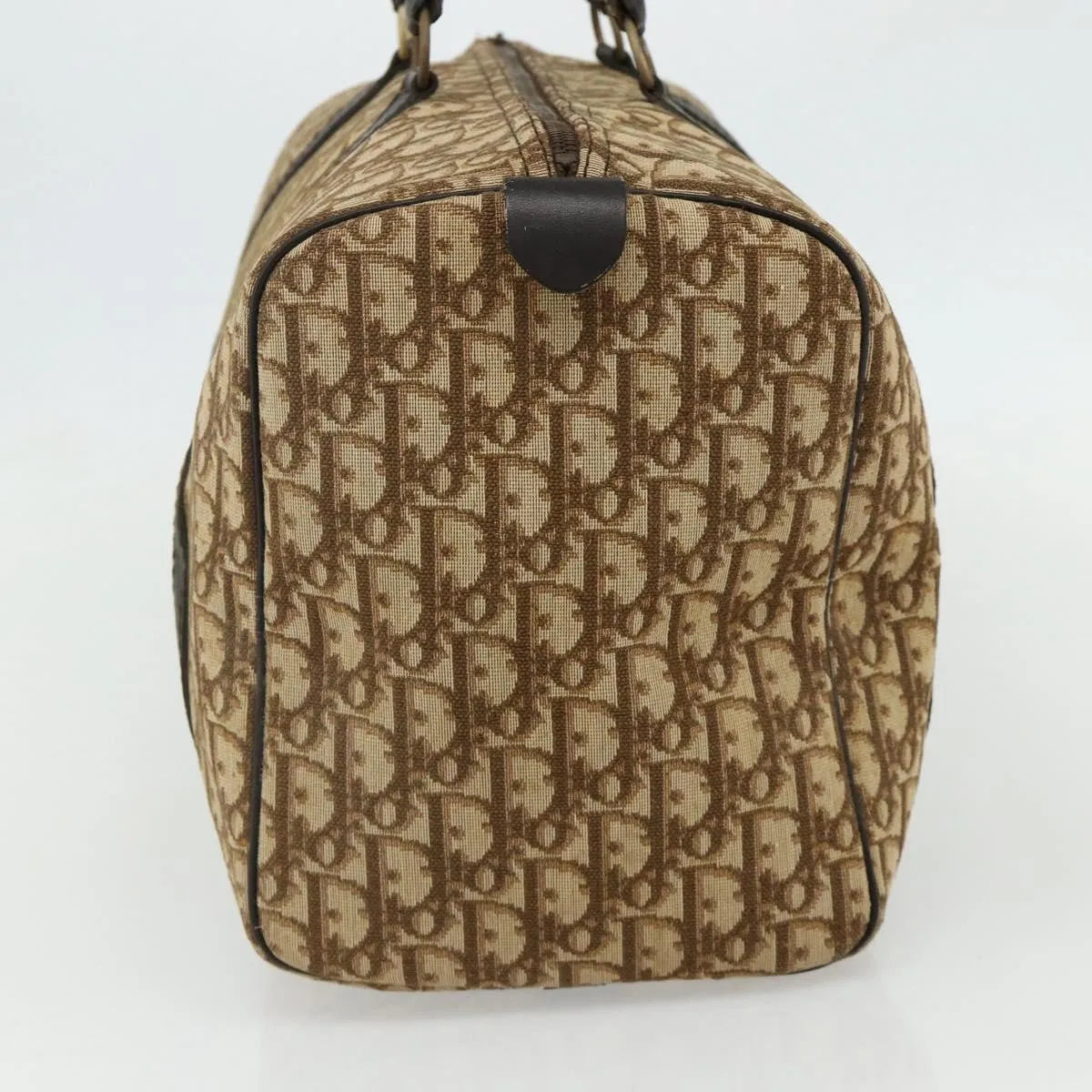 Christian Dior Vintage Trotter Boston Diorissimo Canvas Beige Canvas Handbag (Pre-Owned)