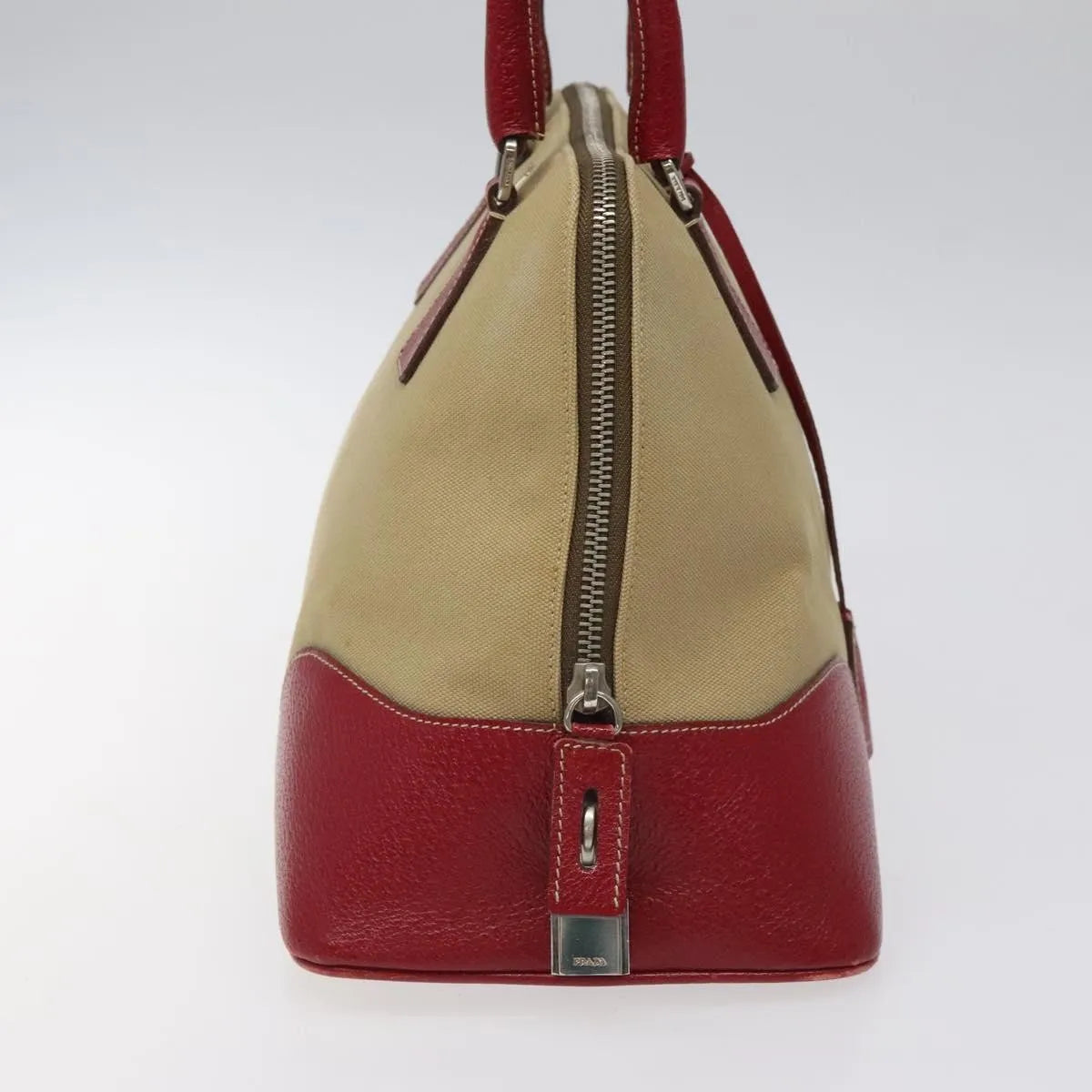 Prada Promenade Tote Canvas And Leather Beige Canvas Shoulder Bag Bag (Pre-Owned)
