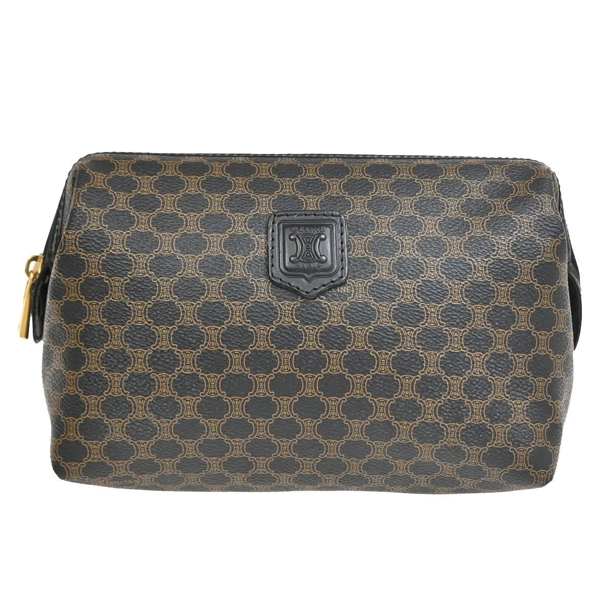 Celine Vintage Toiletry Macadam Coated Canvas Brown Canvas Clutche & Pouche Bag (Pre-Owned)