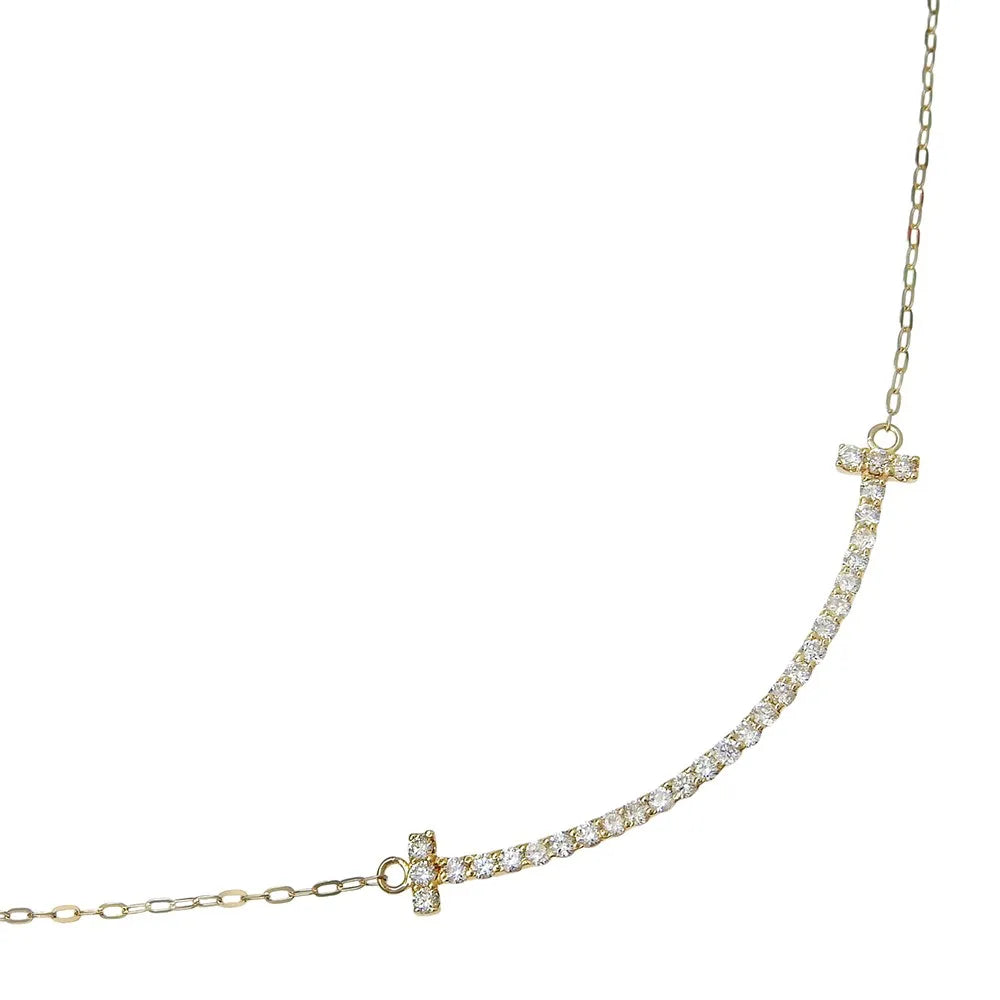 Tiffany & Co. T Smile Pendant 18K Yellow Gold With Diamonds Gold Yellow_Gold Necklace Jewelry (Pre-Owned)