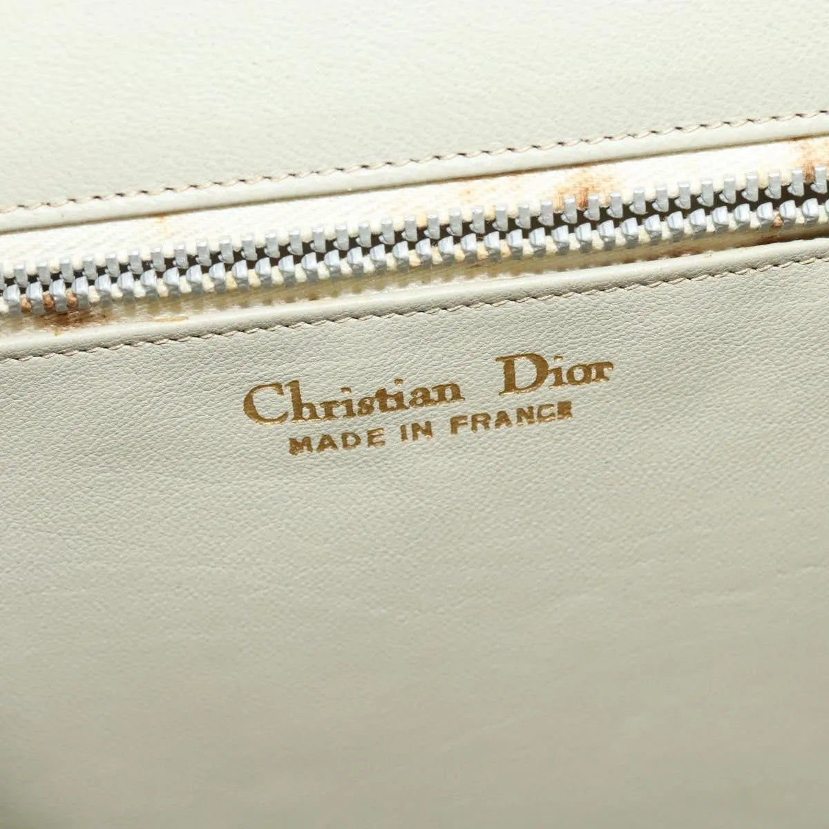 Christian Dior Vintage Leather Beige Leather Shoulder Bag Bag (Pre-Owned)