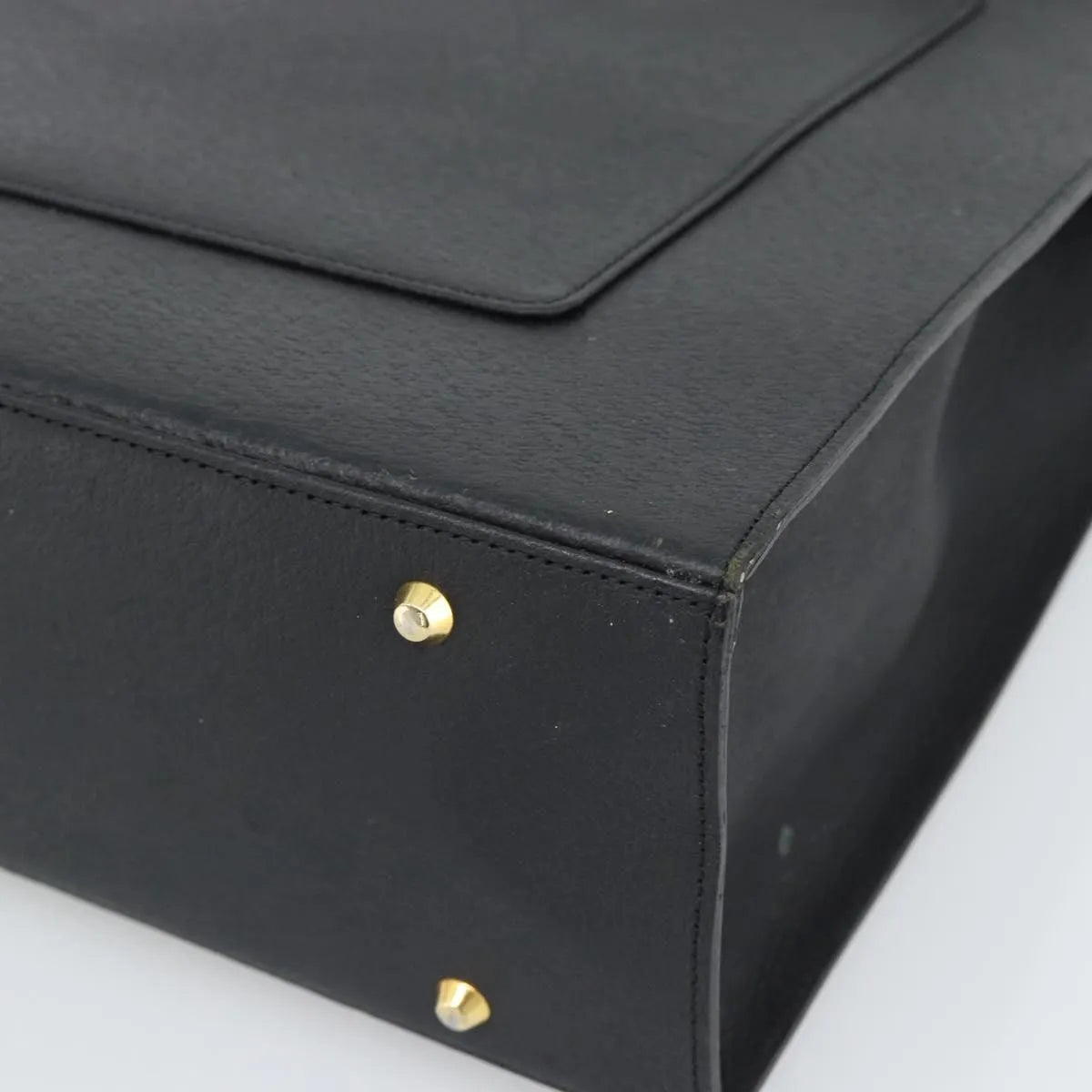 Saint Laurent Vintage Leather Black Leather Tote Bag Bag (Pre-Owned)