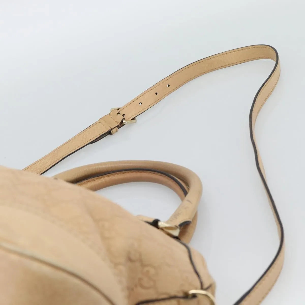 Gucci New Pelham Tote Guccissima Leather Beige Leather Handbag (Pre-Owned)
