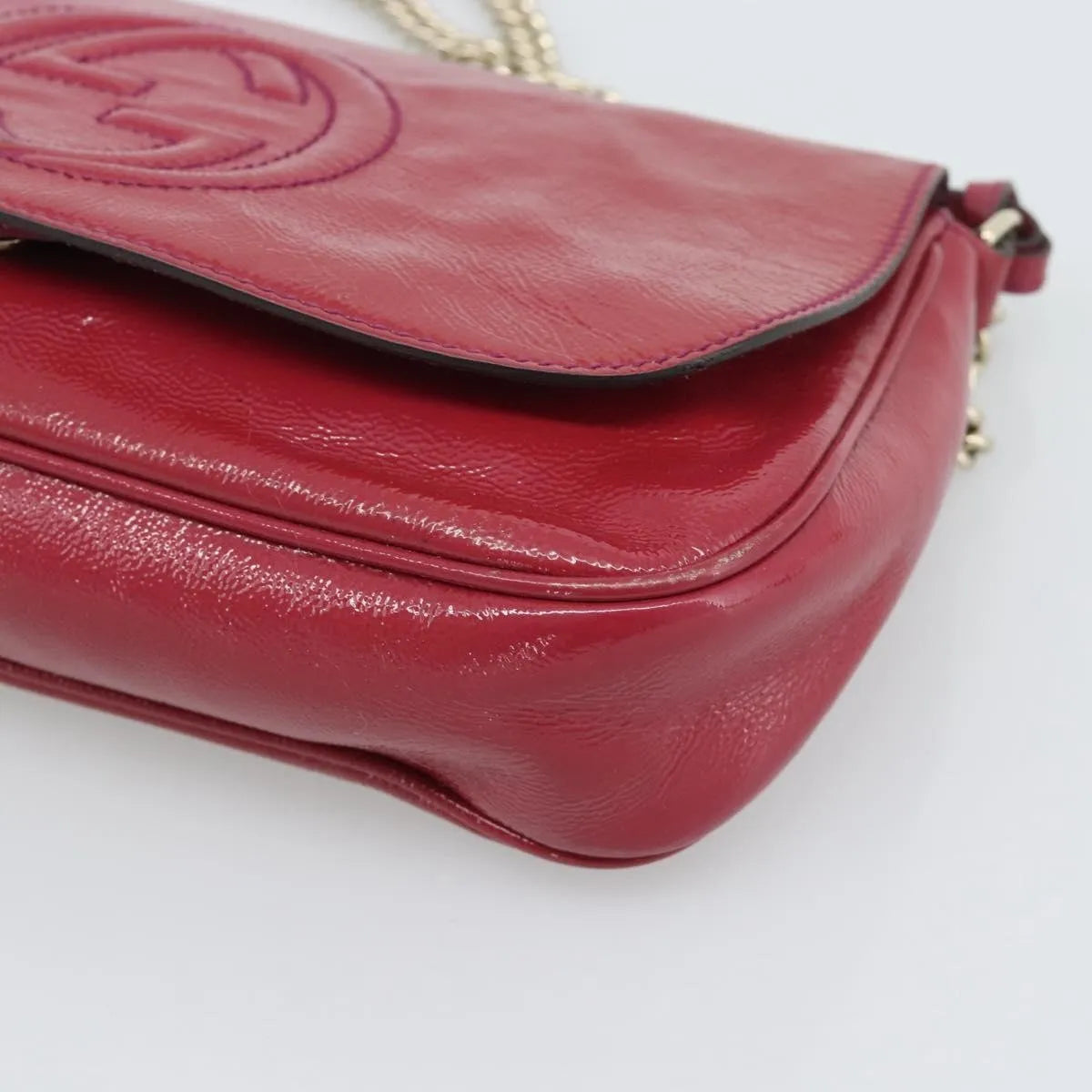 Gucci Soho Chain Patent Pink Patent_Leather Shoulder Bag Bag (Pre-Owned)