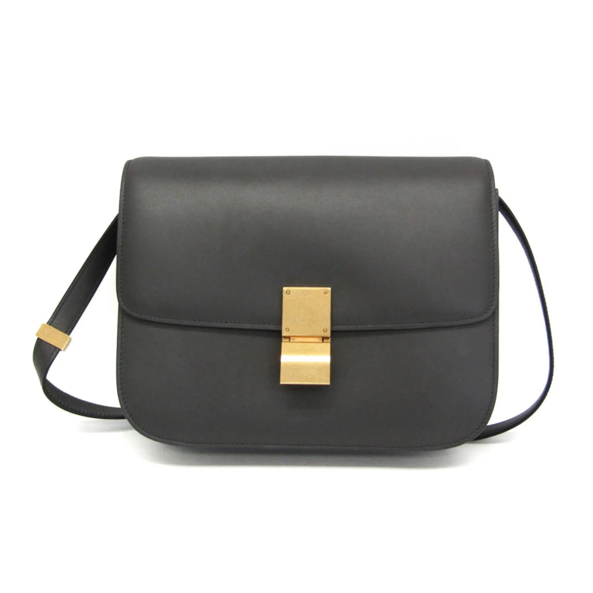 Celine Classic Box Bag Smooth Leather Gray Leather Shoulder Bag Bag (Pre-Owned)