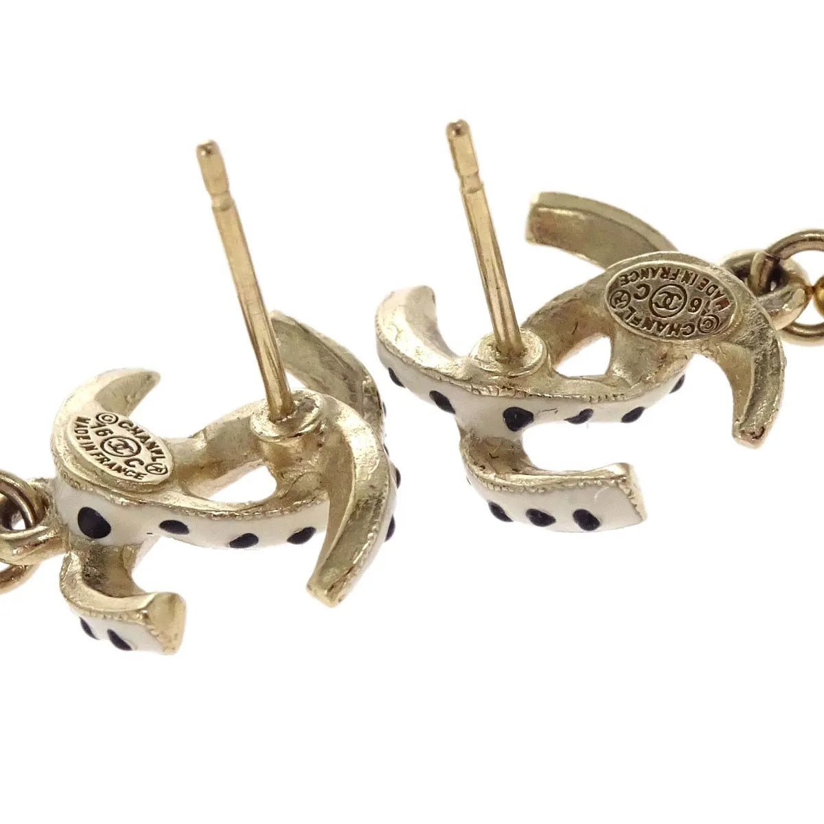 Chanel Cc Dangle Metal With Faux Pearl Gold Gold_Plated Earrings Jewelry (Pre-Owned)