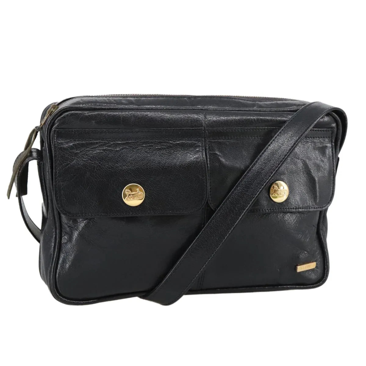 Celine Vintage Leather Black Leather Shoulder Bag Bag (Pre-Owned)