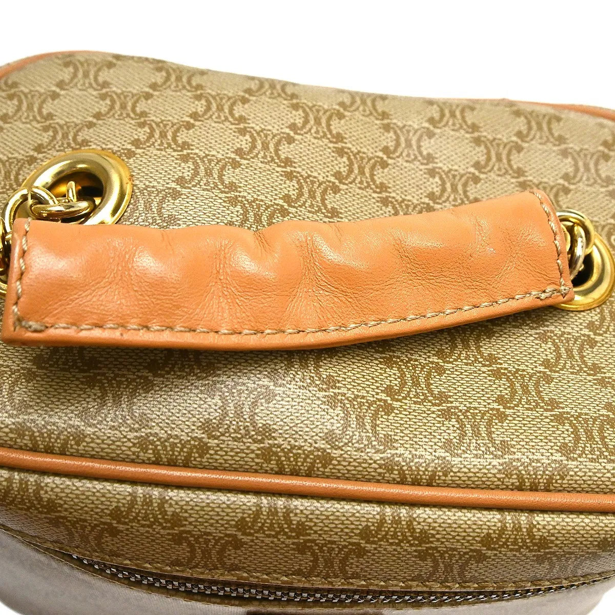 Celine Top Handle Vanity Box Leather Beige Pvc Handbag (Pre-Owned)