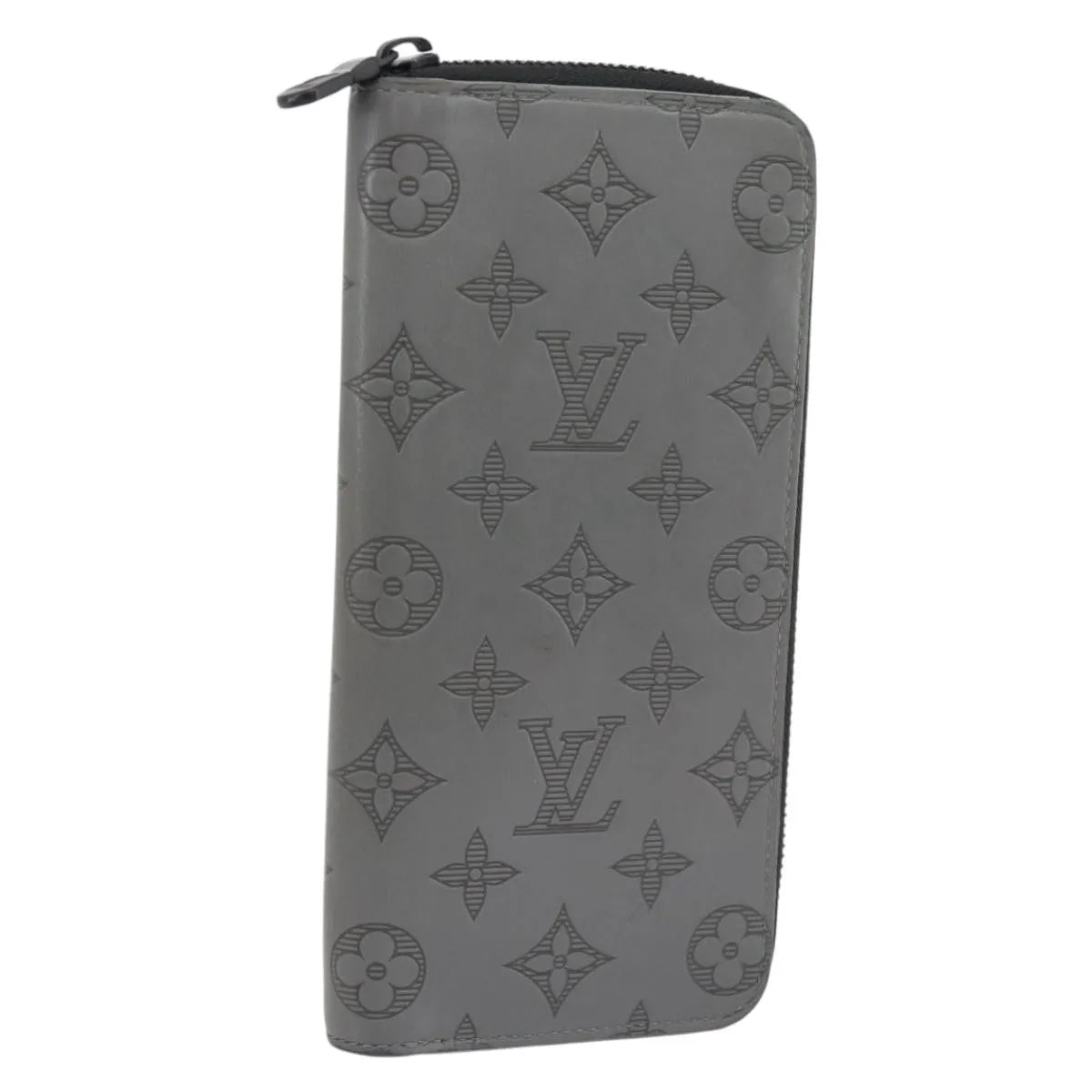 Louis Vuitton Zippy Wallet Vertical Monogram Shadow Leather Gray Leather Wallets Accessory (Pre-Owned)