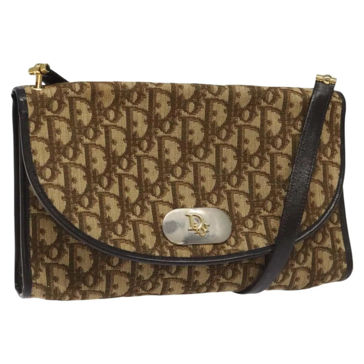 Christian Dior Vintage Trotter Flap Canvas Brown Canvas Shoulder Bag Bag (Pre-Owned)