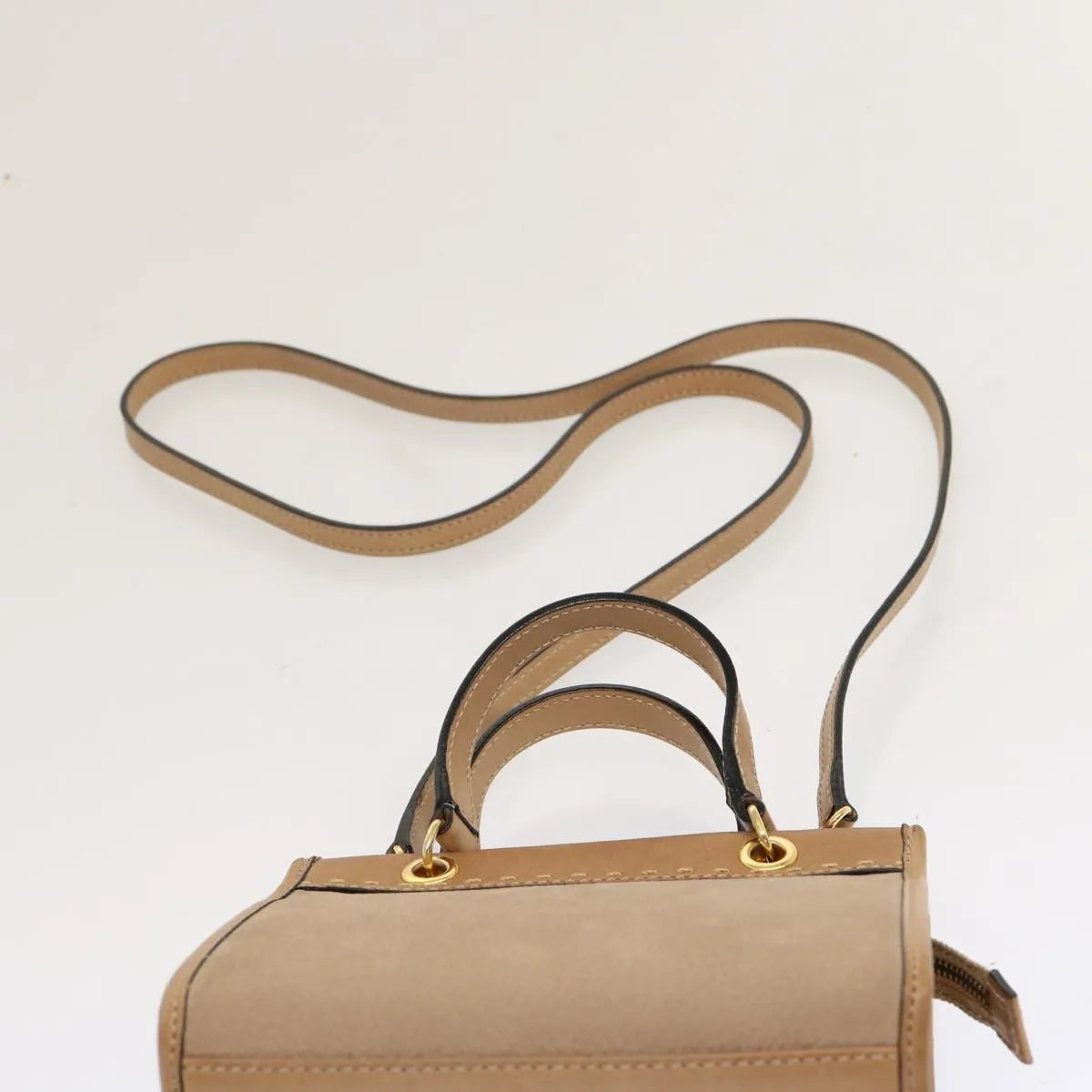 Celine Vintage Leather Beige Leather Handbag (Pre-Owned)