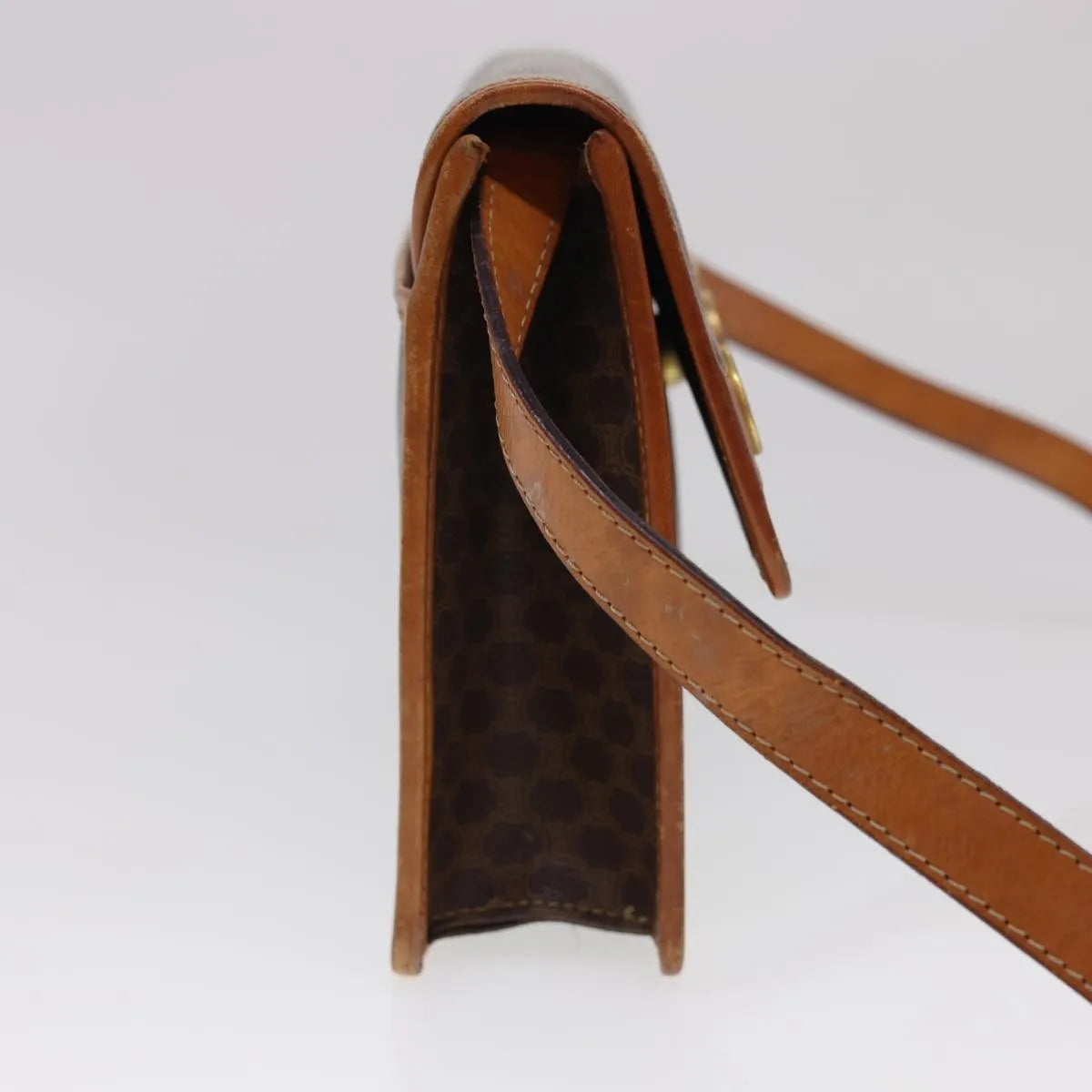 Celine Vintage Macadam Canvas And Leather Brown Canvas Shoulder Bag Bag (Pre-Owned)