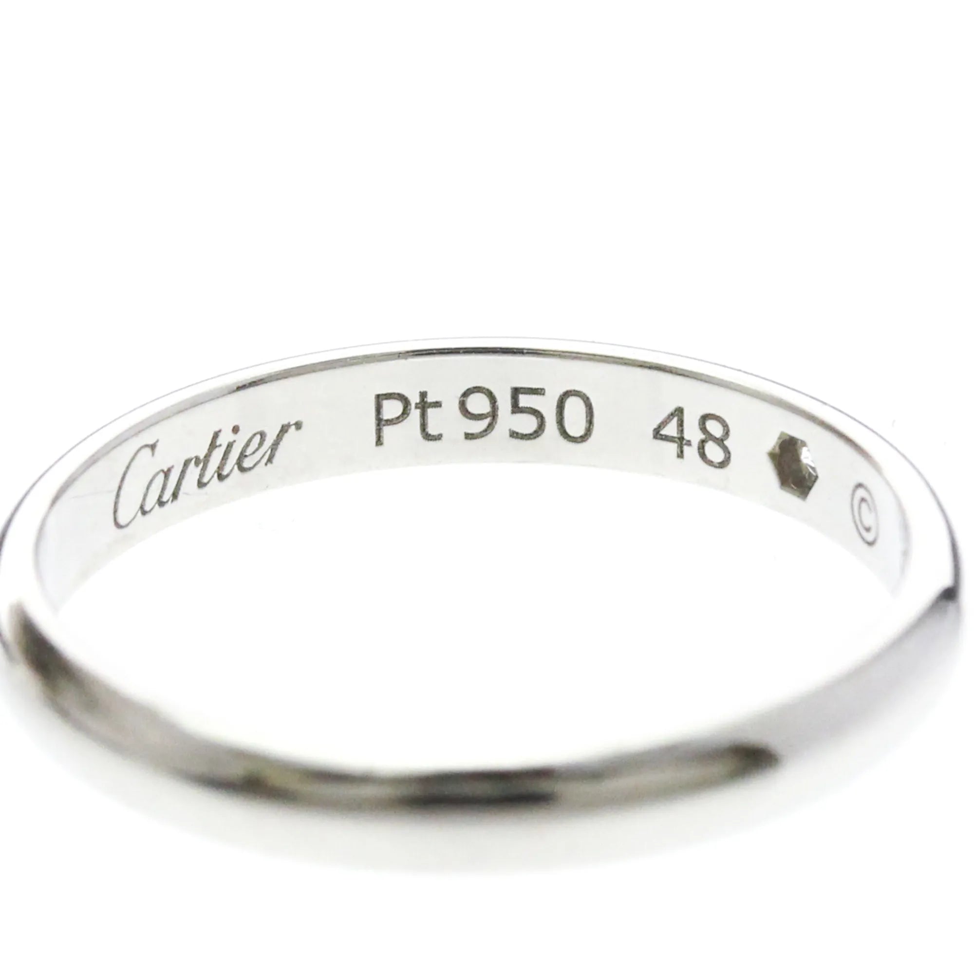 Cartier 1895 Wedding Band Platinum With Diamond Silver Platinum Ring Jewelry (Pre-Owned)