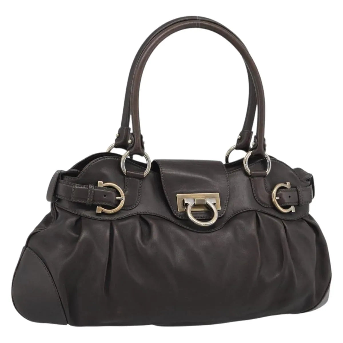 Salvatore Ferragamo Marisa Leather Brown Leather Handbag (Pre-Owned)