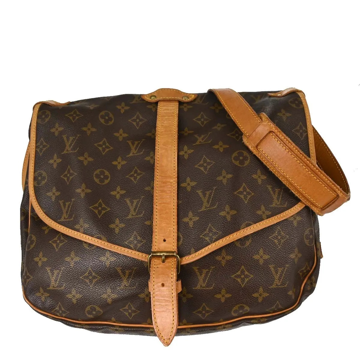 Louis Vuitton Saumur Monogram Canvas Brown Canvas Shoulder Bag Bag (Pre-Owned)