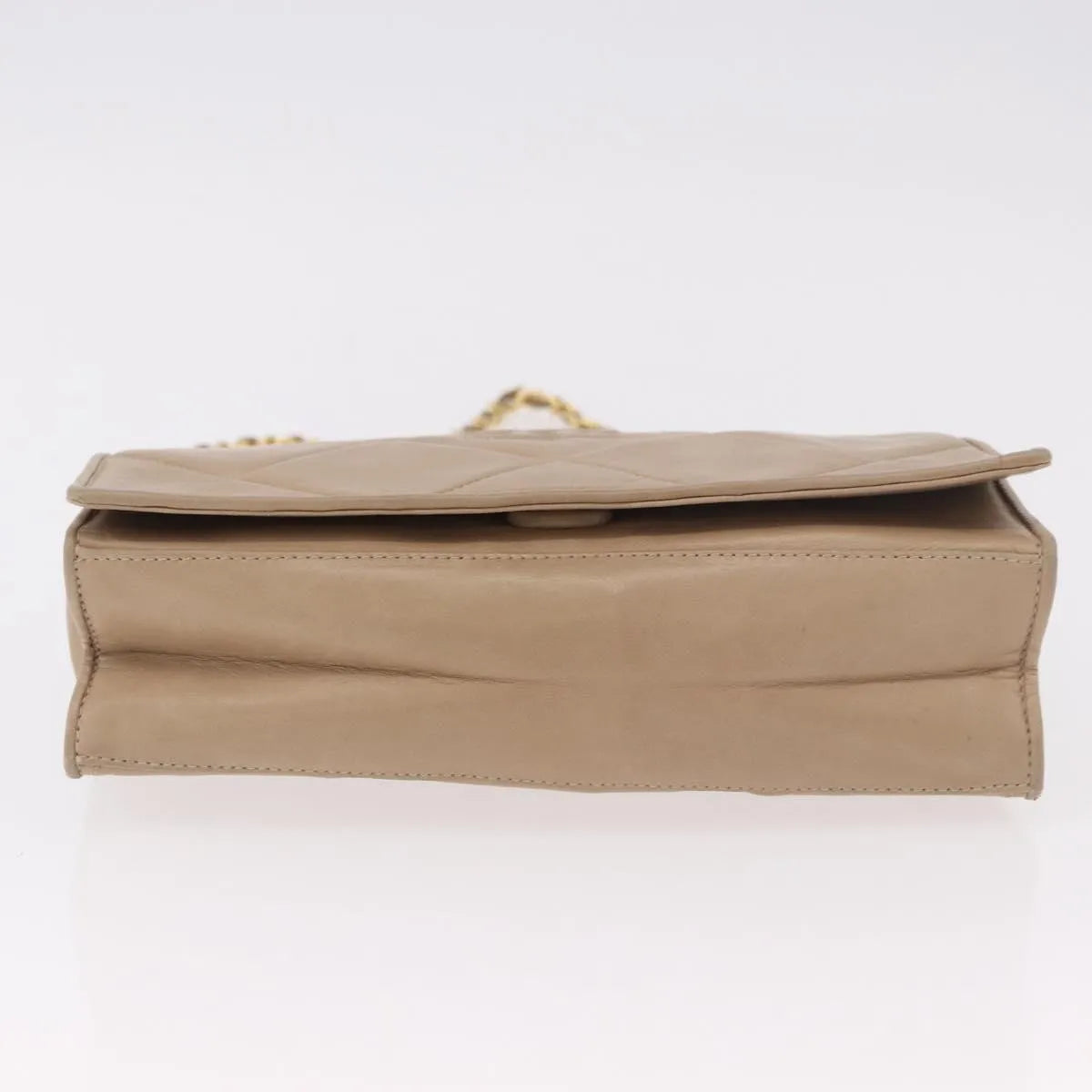 Chanel Flap Chain Shoulder Bag Leather Beige Leather Shoulder Bag Bag (Pre-Owned)