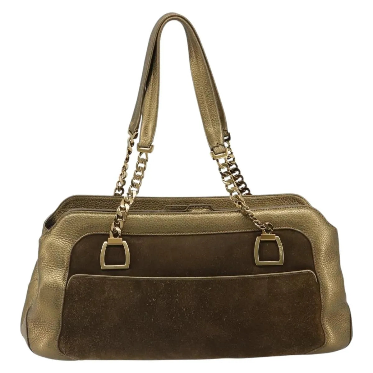Cartier Chain Ladonia Shoulder Leather Gold Suede Tote Bag Bag (Pre-Owned)