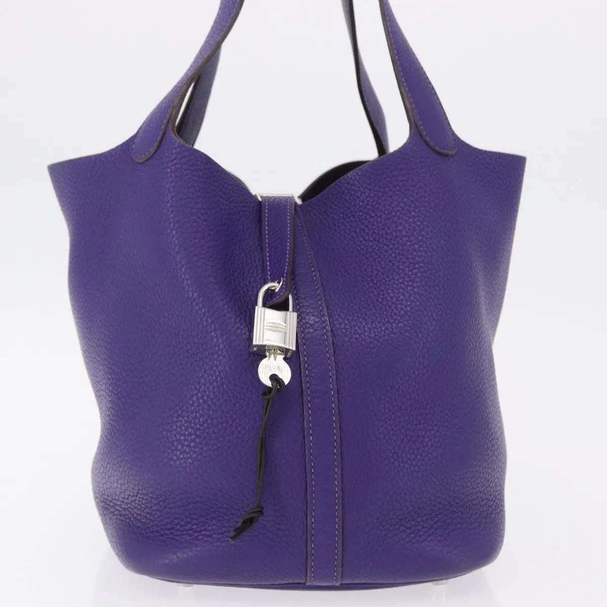 Hermes Picotin Lock Clemence Purple Leather Handbag (Pre-Owned)