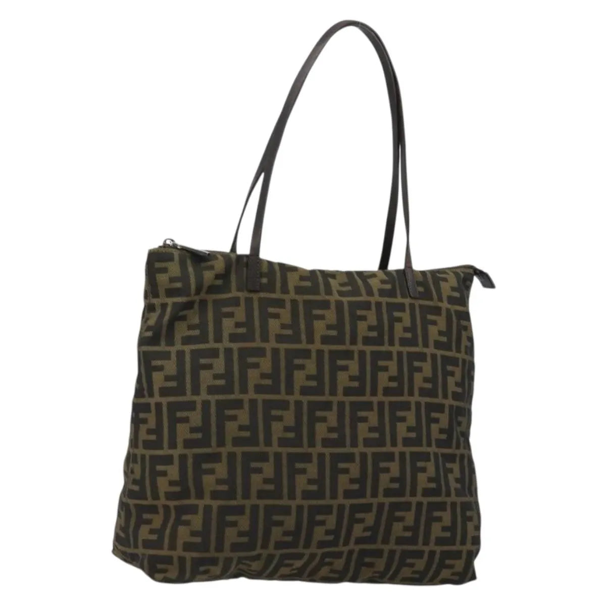Fendi Zucca Tote Canvas Black Canvas Handbag (Pre-Owned)