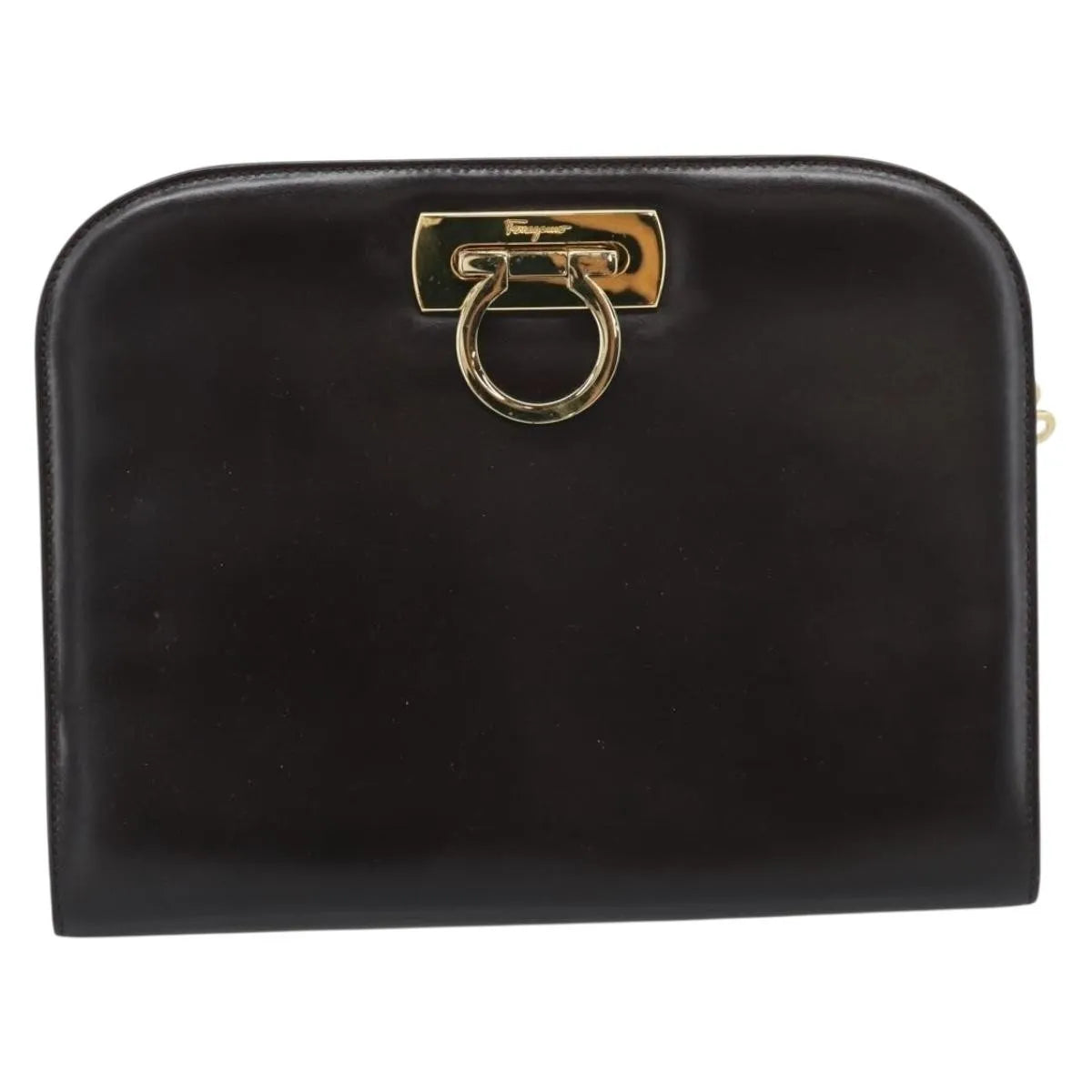 Salvatore Ferragamo Vintage Gancini Chain Leather Brown Leather Shoulder Bag Bag (Pre-Owned)