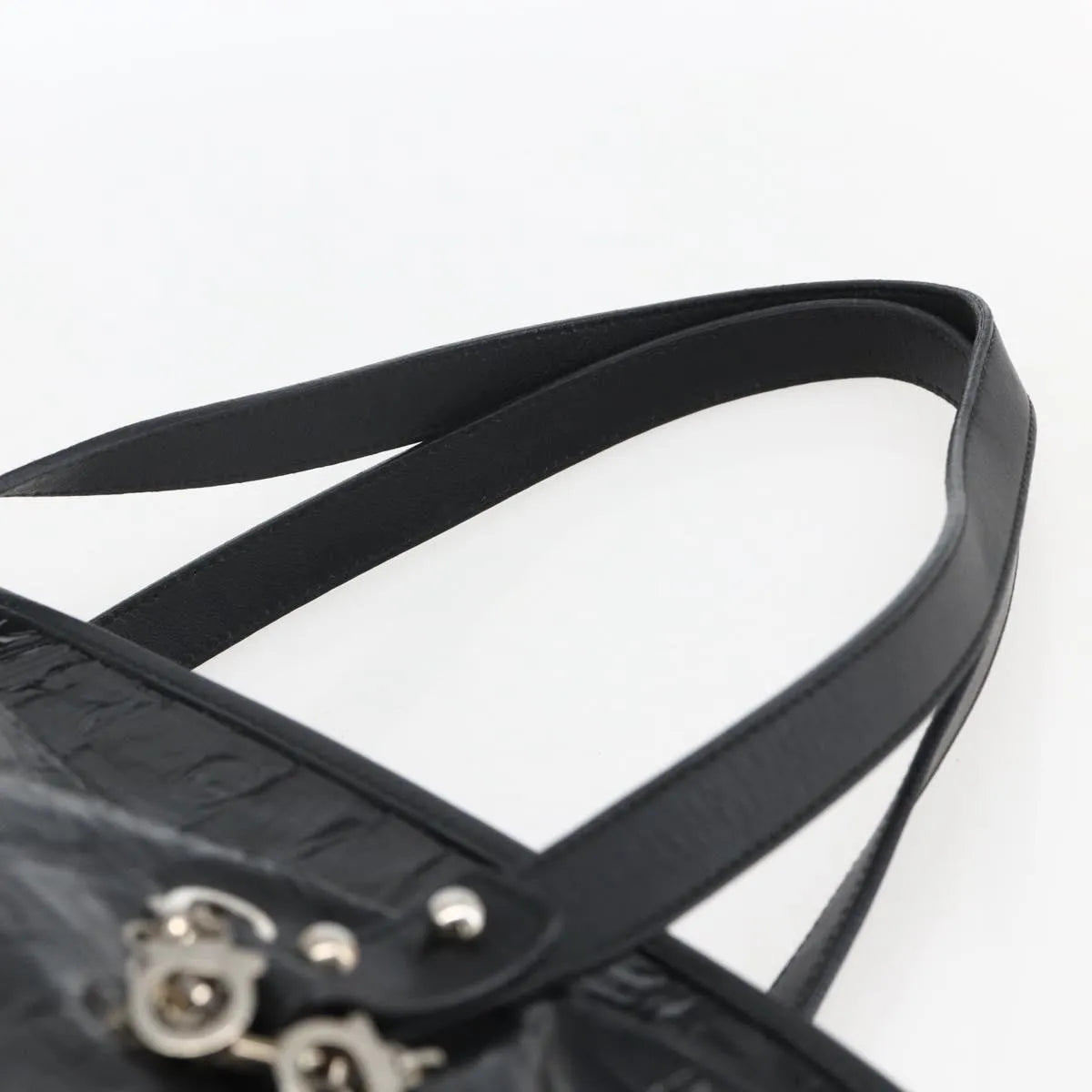 Salvatore Ferragamo Vintage Patent Leather Black Patent_Leather Tote Bag Bag (Pre-Owned)