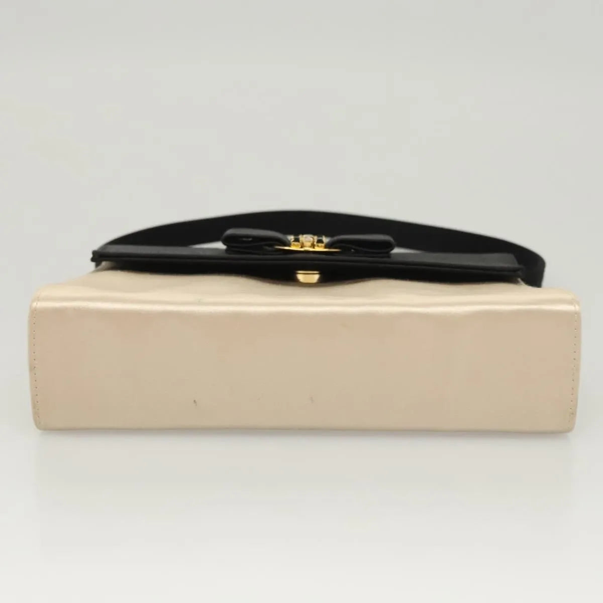 Salvatore Ferragamo Vala Suede Beige Satin Handbag (Pre-Owned)