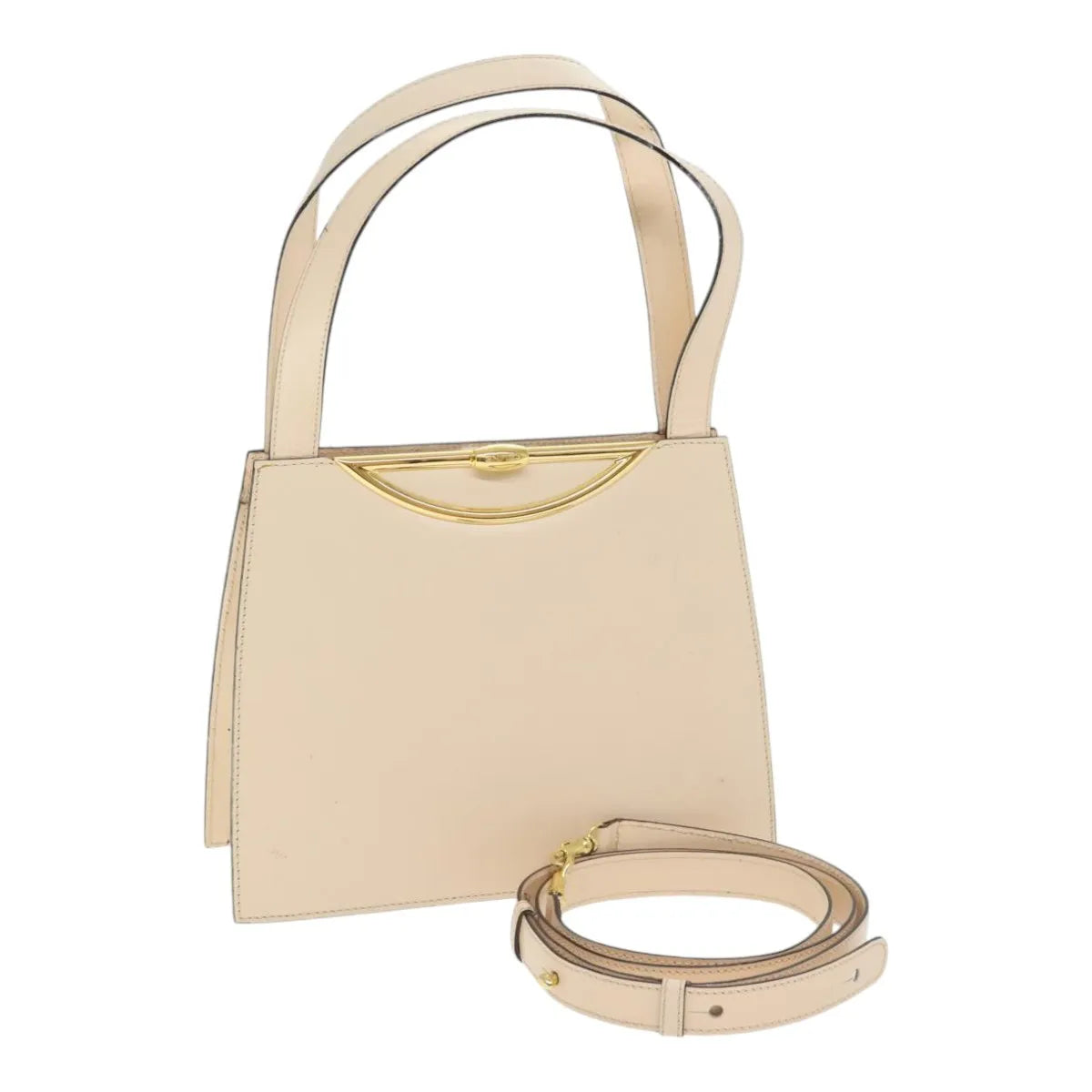 Celine Vintage Leather Ecru Leather Handbag (Pre-Owned)