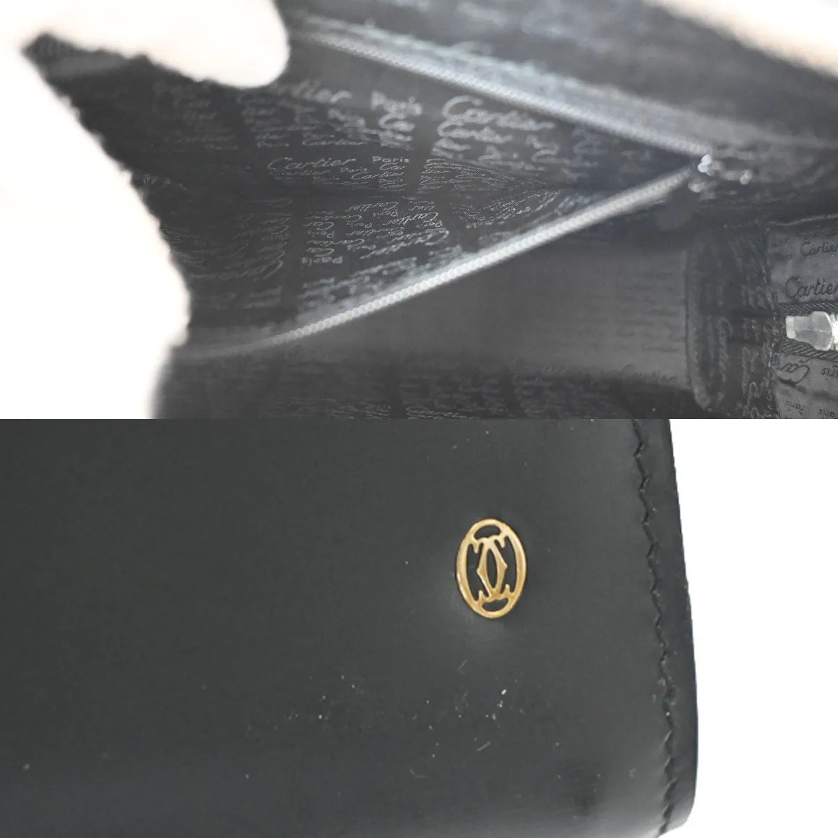 Cartier Pouch With A Handle Box Calf Black Leather Clutche & Pouche Bag (Pre-Owned)