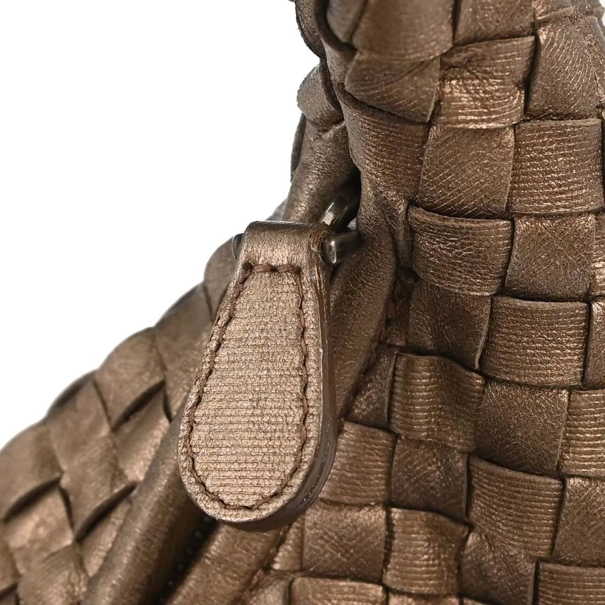 Bottega Veneta Intrecciato Leather Metallic Leather Handbag (Pre-Owned)